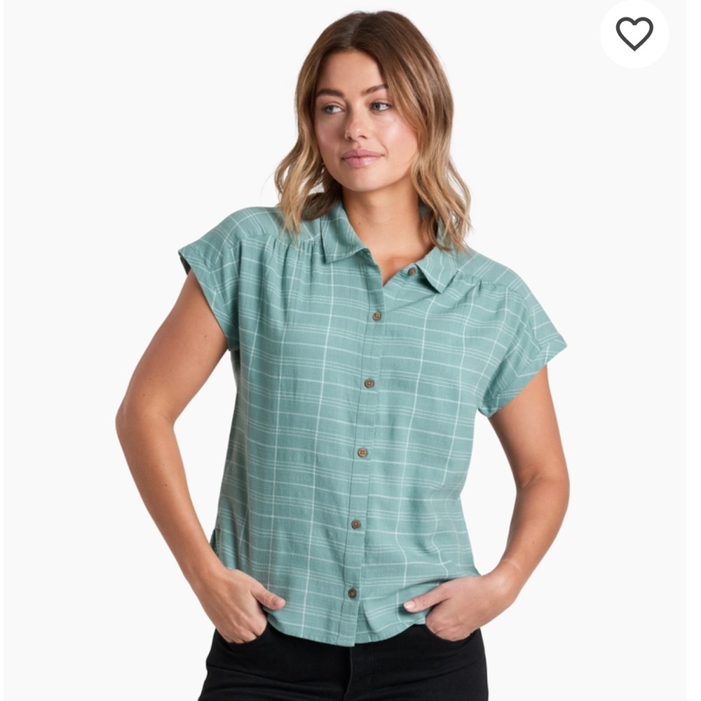 Kuhl Wylde Top in Dew Blue/Green Size Medium